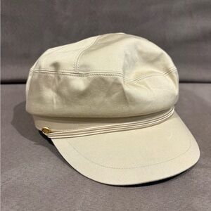 Chapeau d’O Marine Cap Newsboy Cabbie Glossy Cotton Satin Beige Hat Made n Japan